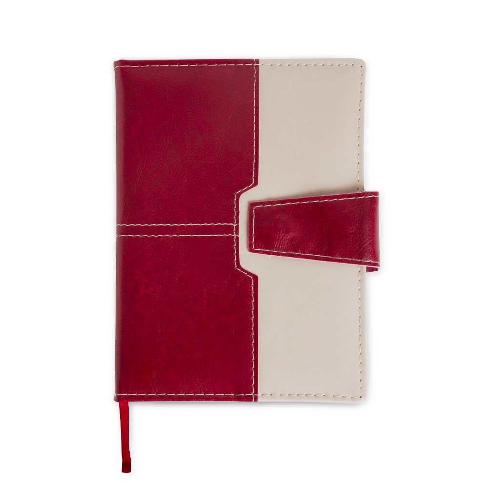 Agenda diária 2027 com suporte para caneta e capa de couro sintético personalizada com a logo da empresa