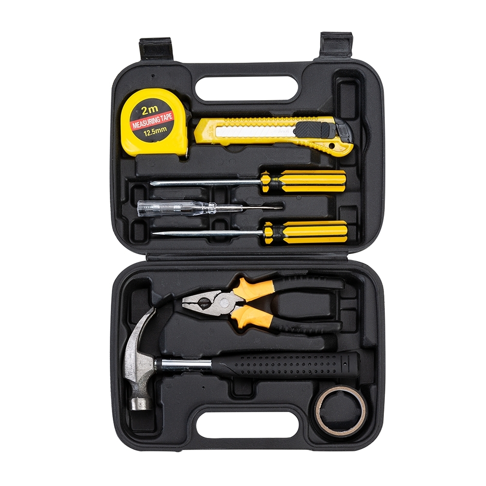 Kit ferramenta estojo com 8 peças na cor Preto, personalizado com a logo da empresa