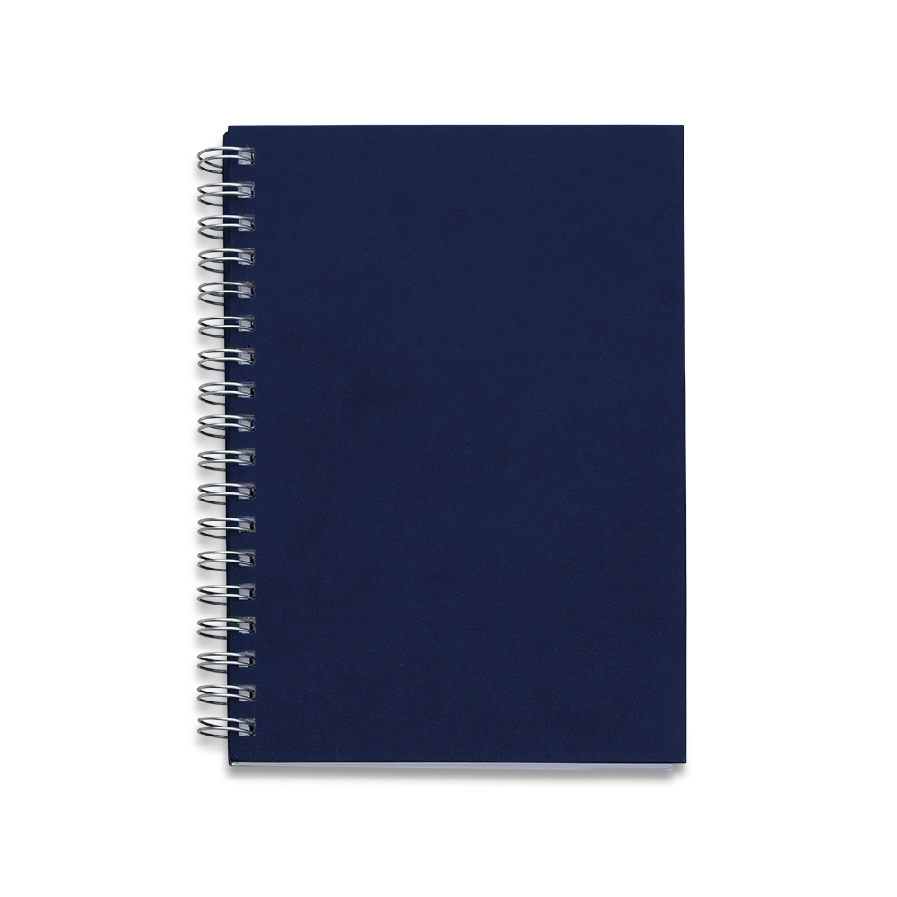 Caderno capa kraft com espiral e 98 folhas personalizado com a logo da empresa, na cor azul