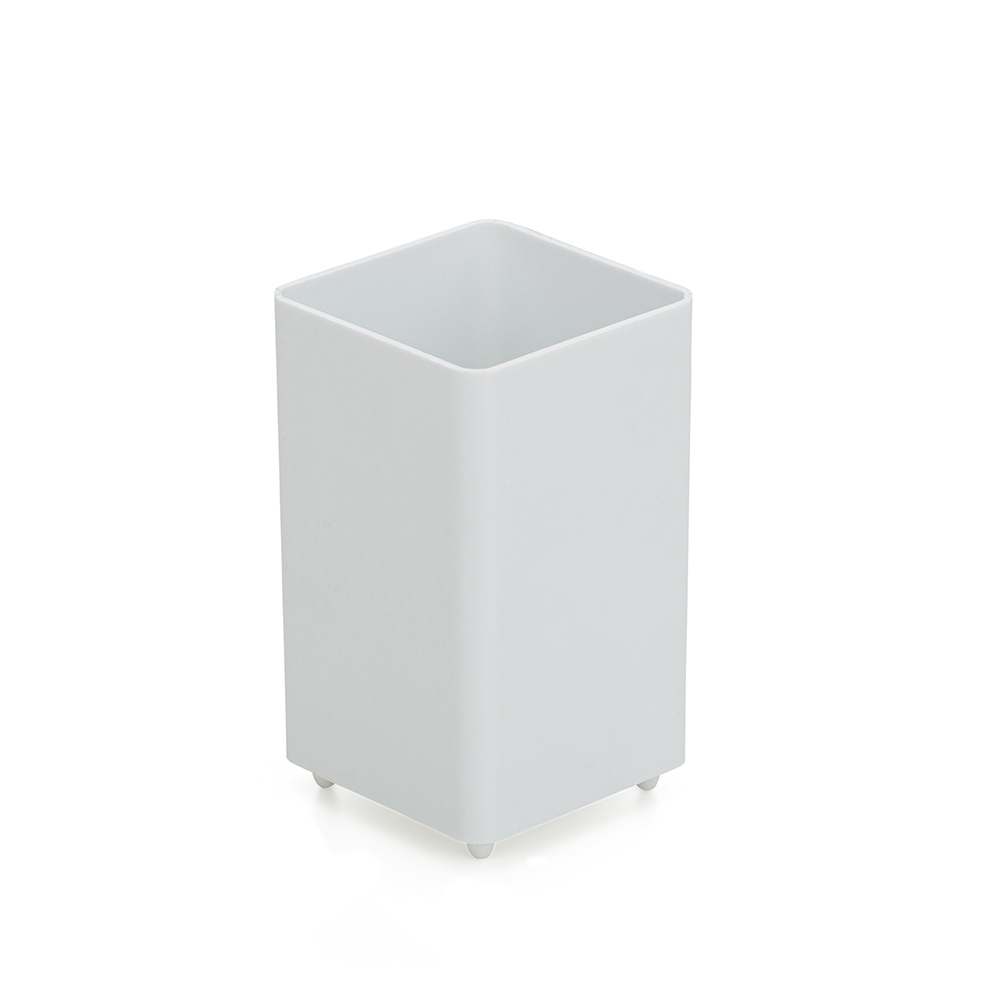 Porta caneta de plástico na cor Branco, personalizado com a logo da empresa