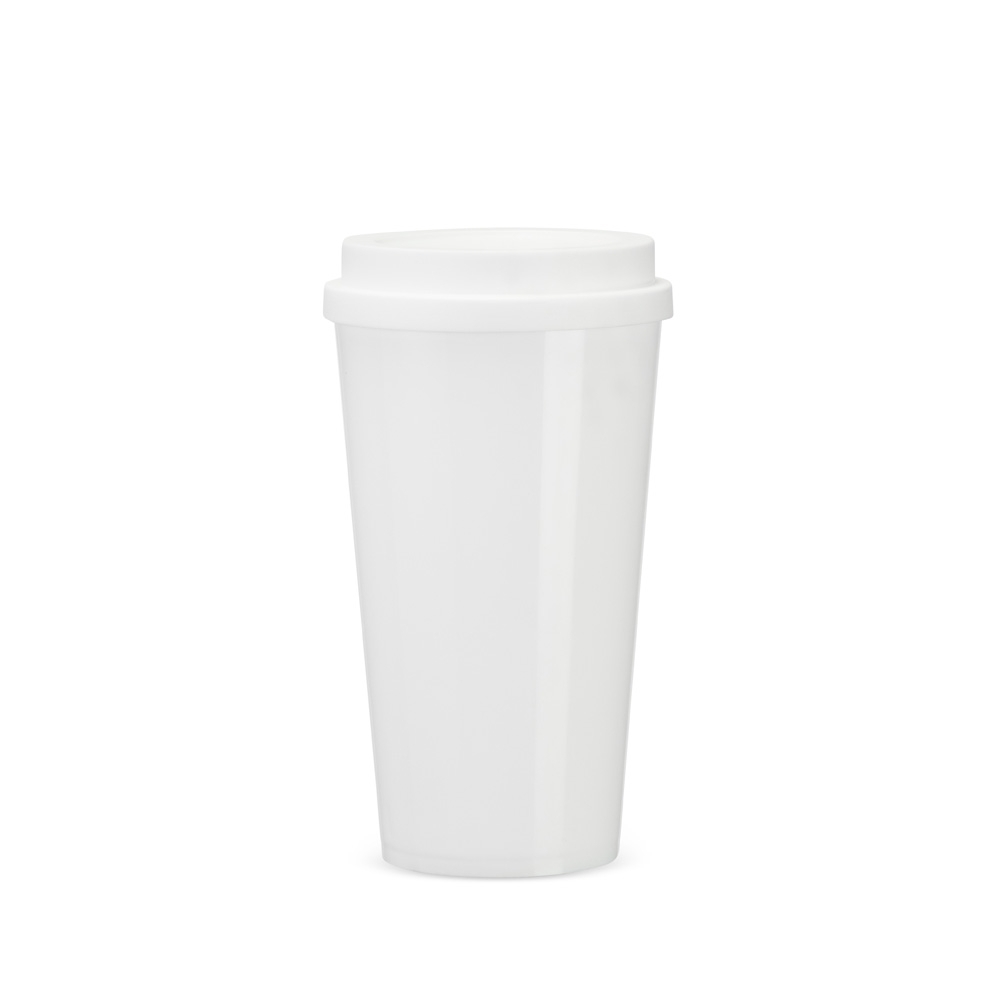 Copo plástico 550 ml na cor Branco, personalizado com a logo da empresa