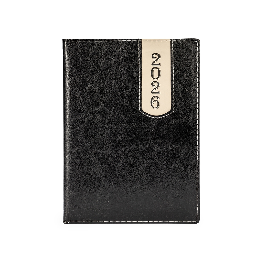 Agenda diária na cor Preto / Bege, personalizada com a logo da empresa