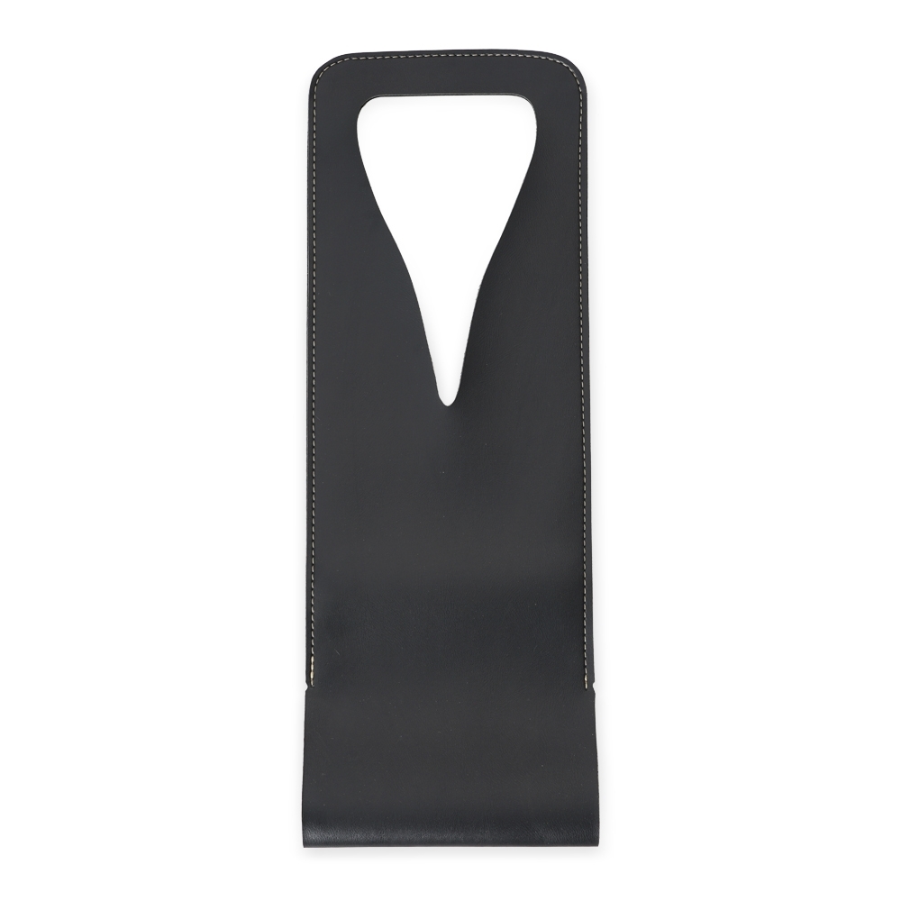 Porta-vinho de couro sintético na cor Preto, personalizado com a logo da empresa