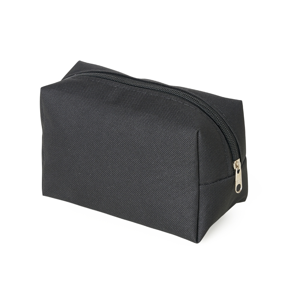 Necessaire em nylon na cor Preto, personalizada com a logo da empresa