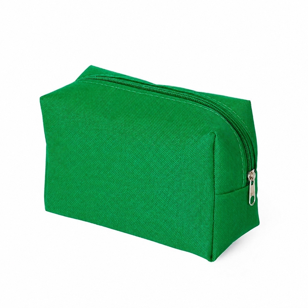 Necessaire em nylon personalizada com a logo da empresa, na cor verde