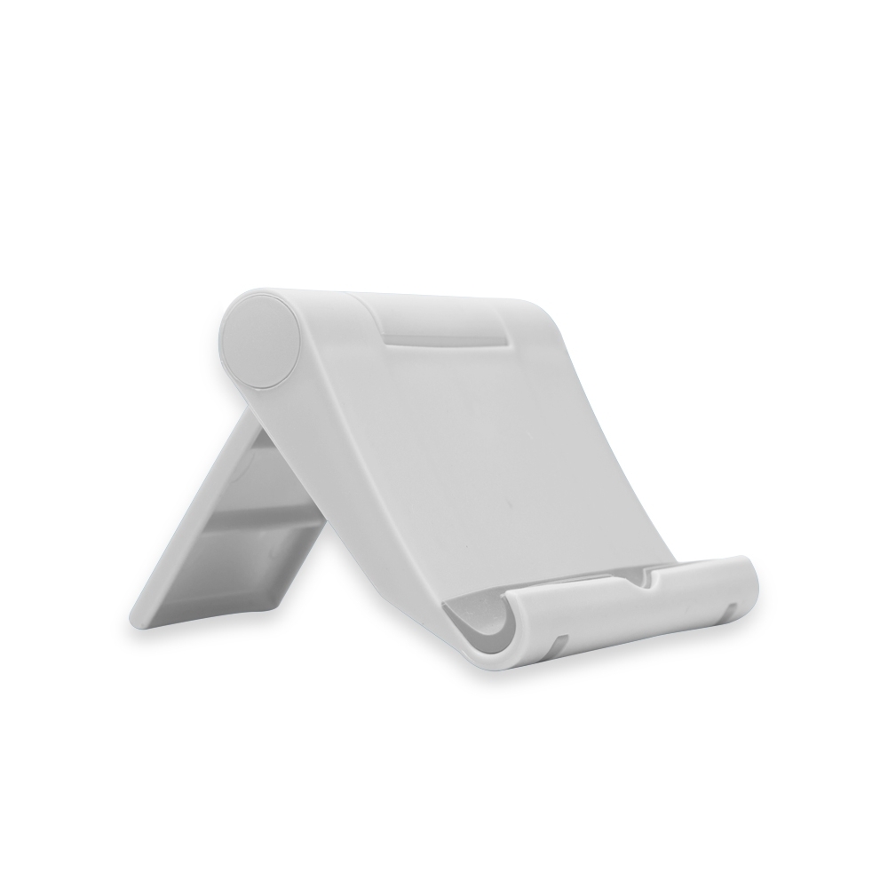 Suporte plástico para celular na cor Branco, personalizado com a logo da empresa