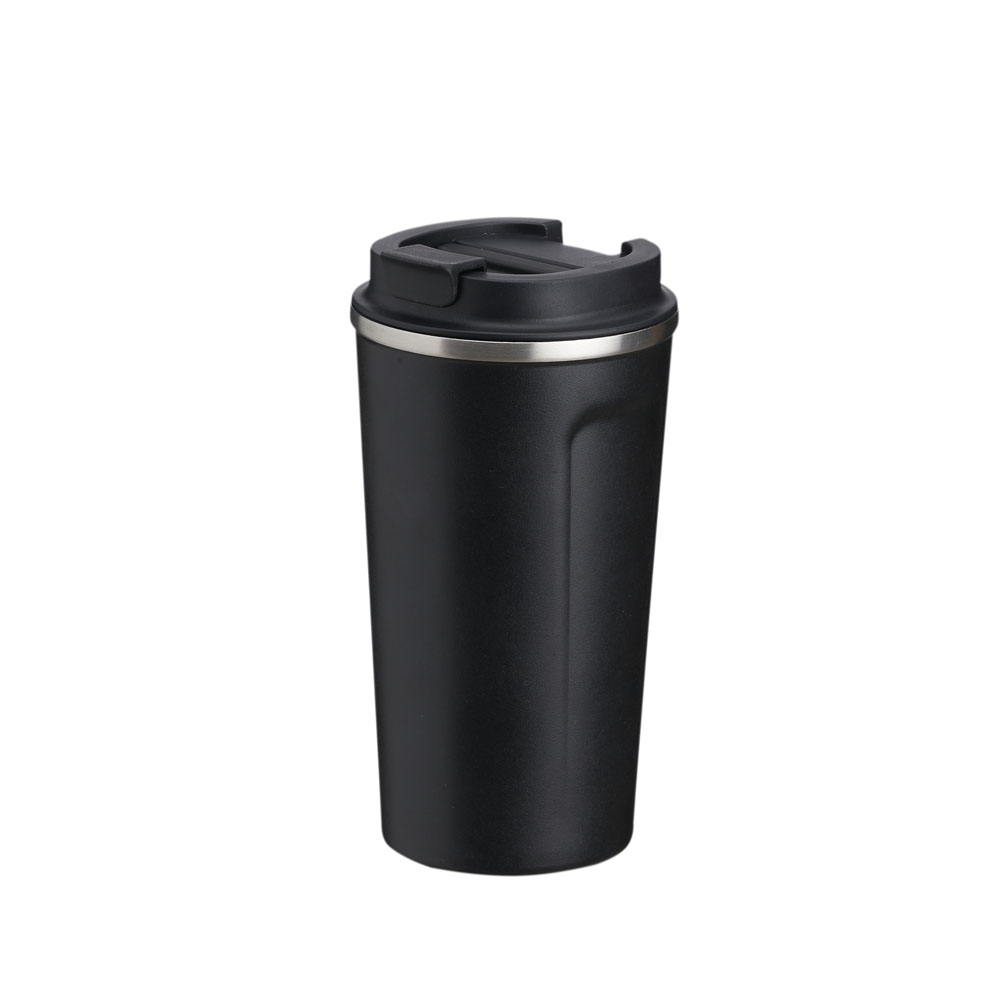 Copo térmico 500 ml de inox para café na cor Preto / Inox, personalizado com a logo da empresa