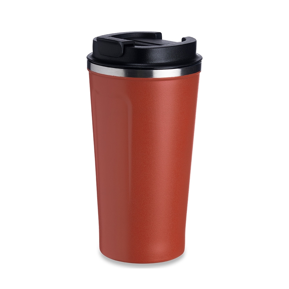 Copo térmico 500 ml de inox para café personalizado com a logo da empresa, na cor vermelho / inox