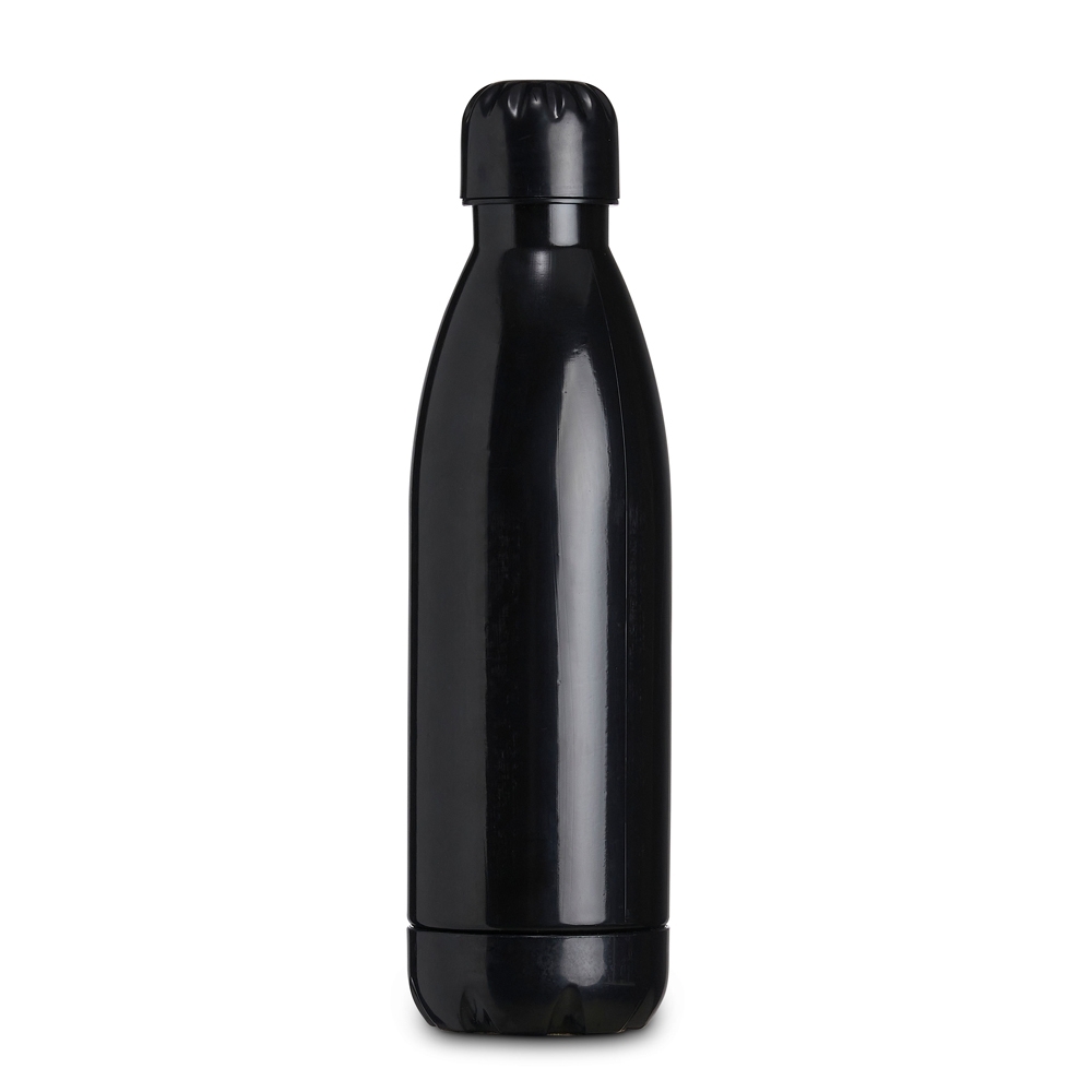 Garrafa plástica 700 ml opaca com tampa rosqueável na cor Preto, personalizada com a logo da empresa