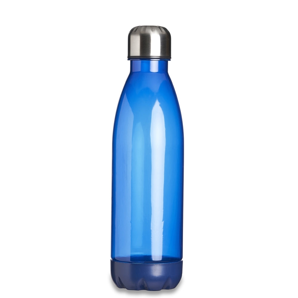 Garrafa translúcida 700 ml de plástico com tampa de alumínio personalizada com a logo da empresa