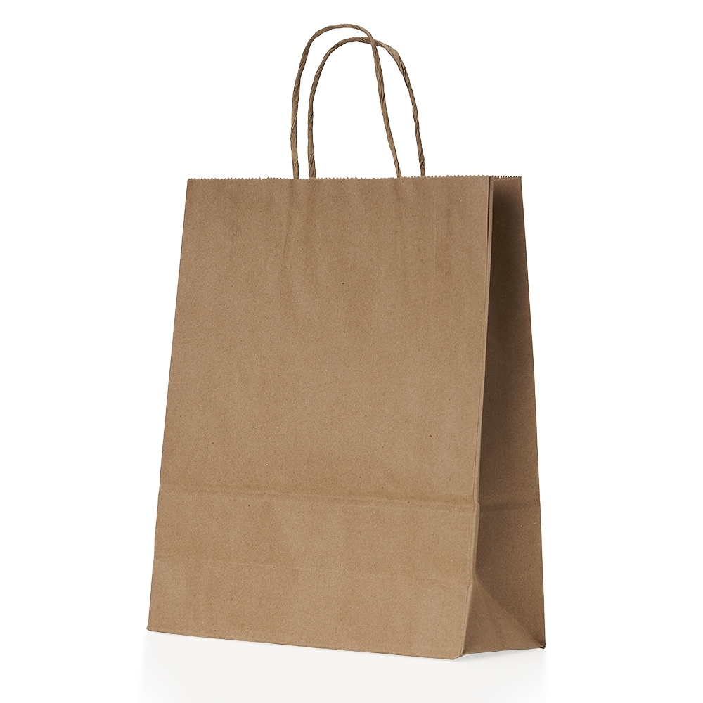 Sacola de kraft média na cor Kraft, personalizada com a logo da empresa