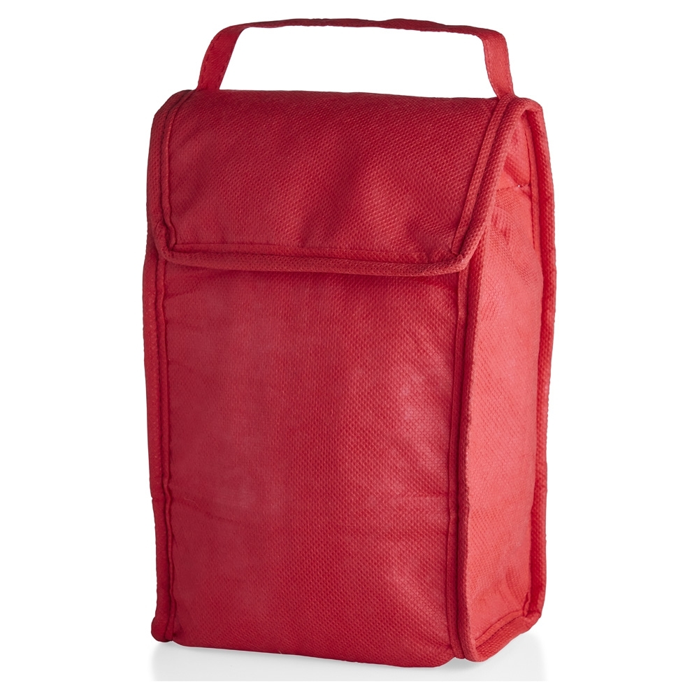 Bolsa térmica dobrável 3 litros de TNT personalizada com a logo da empresa, na cor vermelho
