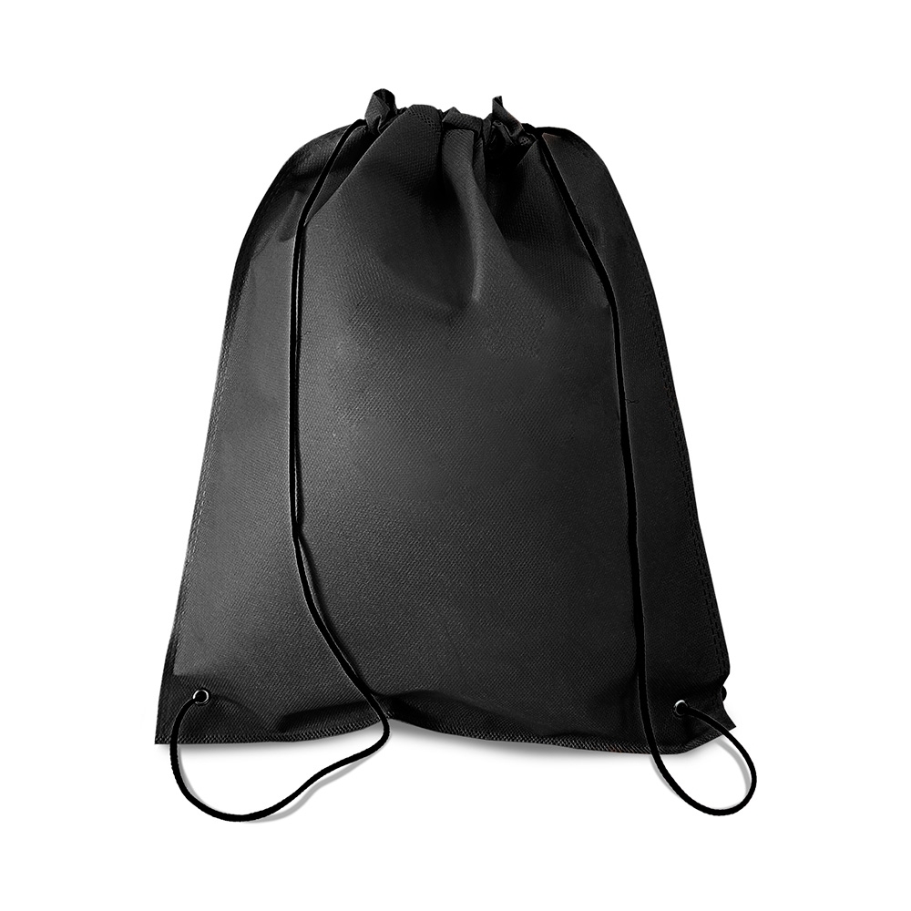 Sacochila TNT (37,5 x 32 cm) na cor Preto, personalizada com a logo da empresa