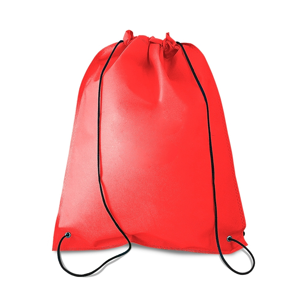 Sacochila TNT (37,5 x 32 cm) personalizada com a logo da empresa, na cor vermelho