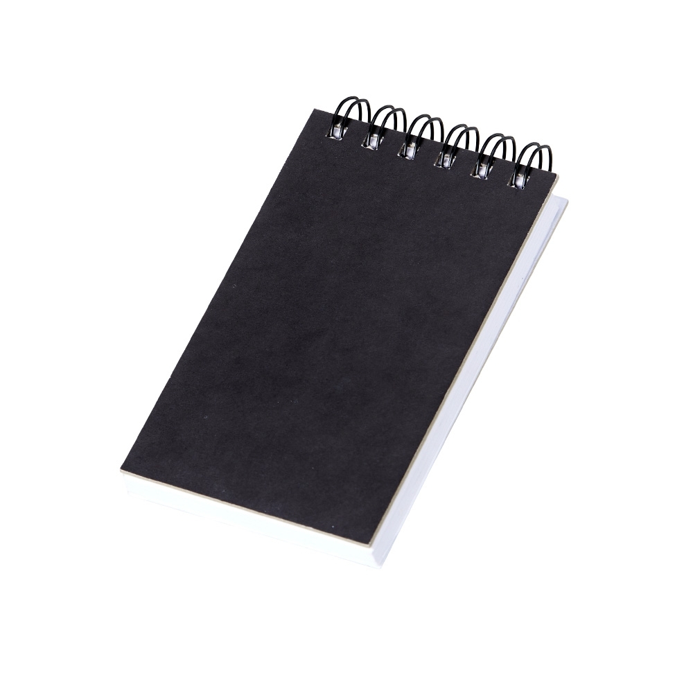 Bloco de anotações em kraft com espiral e 100 folhas na cor Preto, personalizado com a logo da empresa