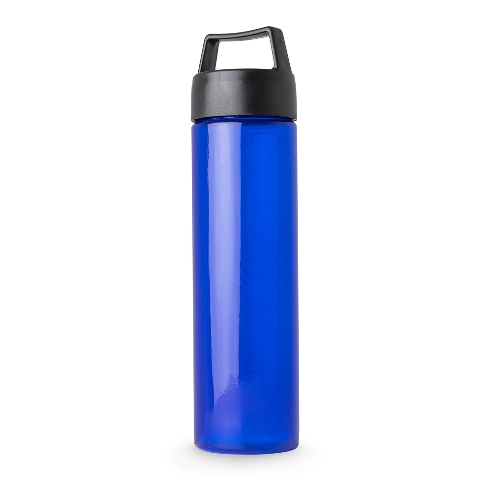 Garrafa plástica 700 ml de PVC com alça rígida na tampa personalizada com a logo da empresa