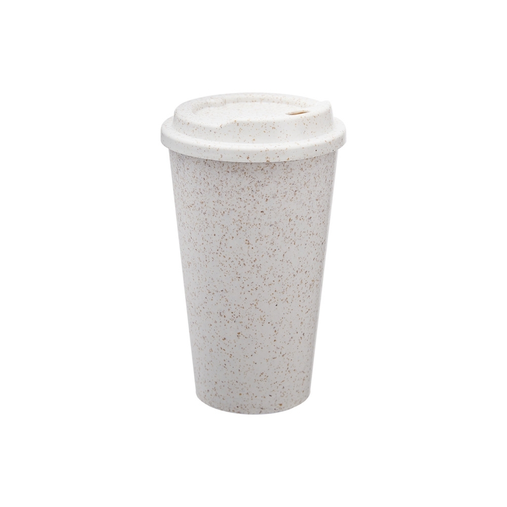 Copo de fibra de arroz 550 ml com tampa rosqueável