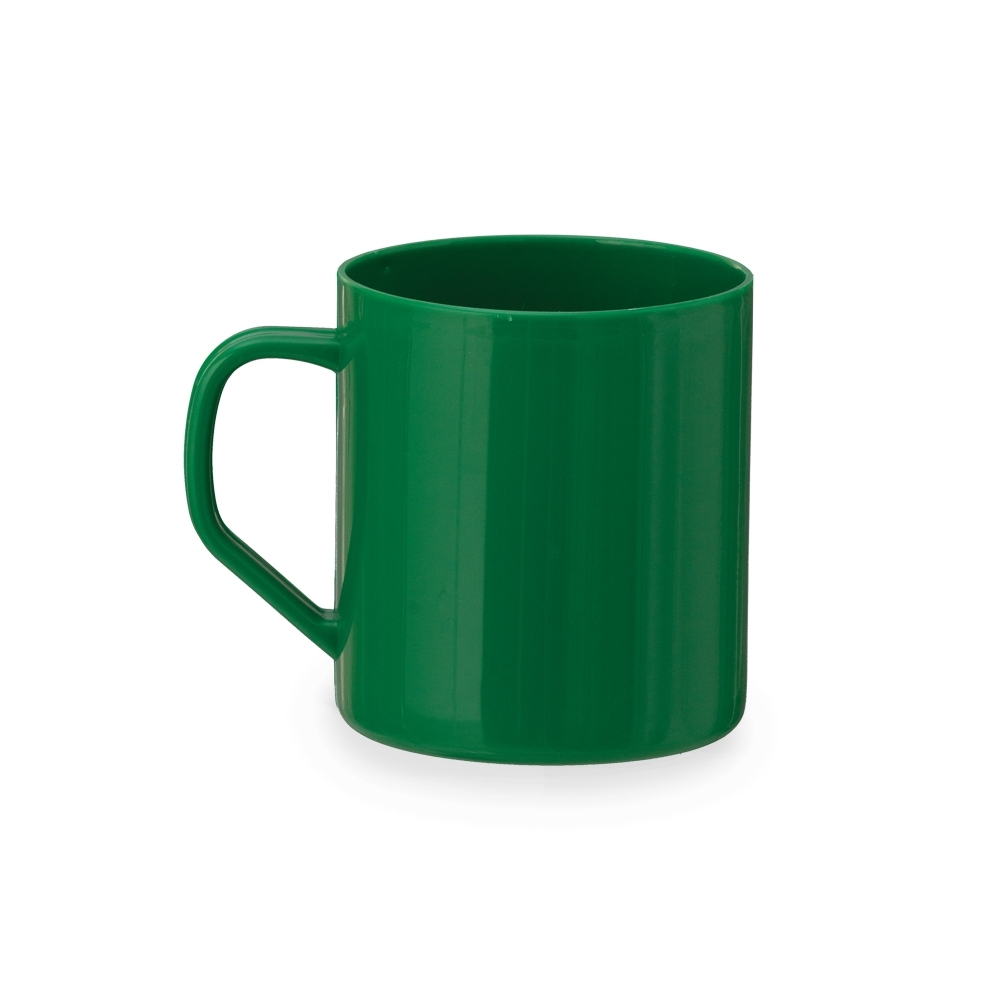 Caneca plástica 400 ml personalizada com a logo da empresa, na cor verde