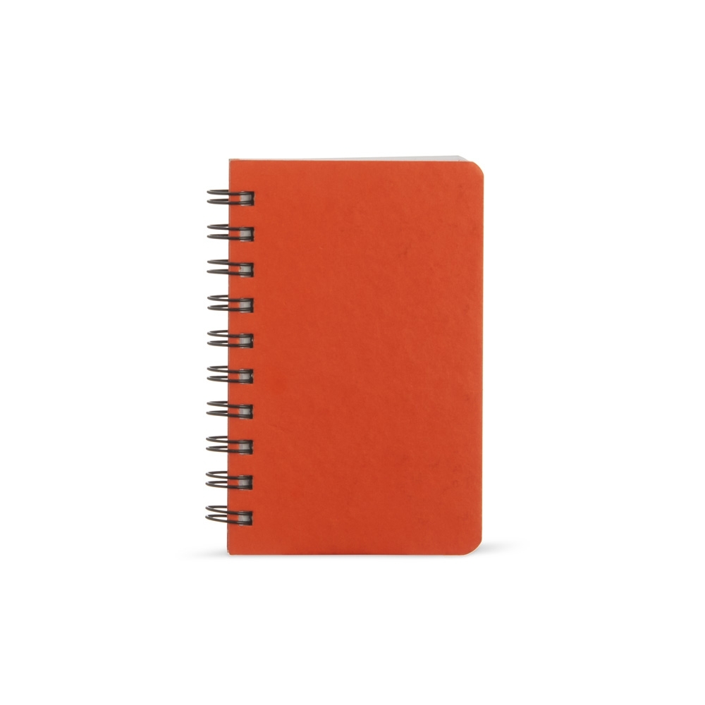 Caderneta kraft 14x10 sem pauta com espiral e 100 folhas personalizada com a logo da empresa, na cor laranja