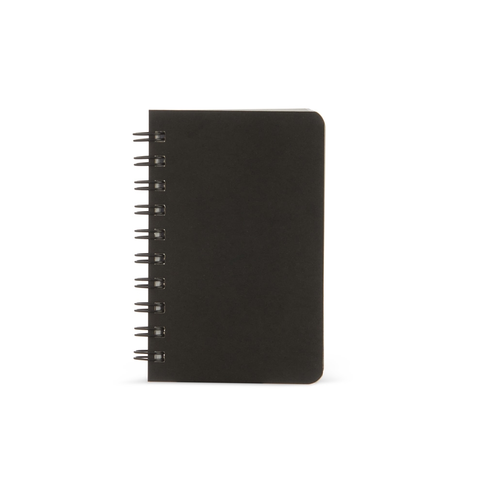 Caderneta kraft 14x10 sem pauta com espiral e 100 folhas na cor Preto, personalizada com a logo da empresa