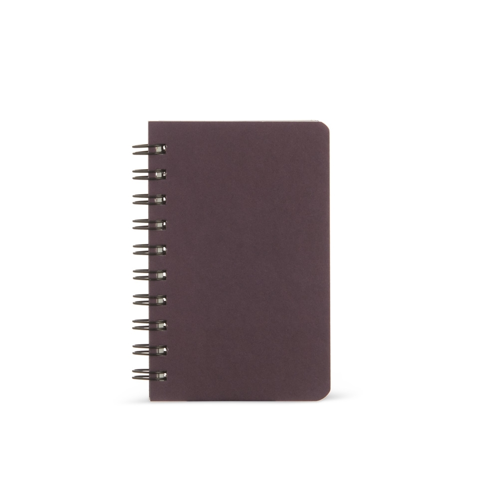 Caderneta kraft 14x10 sem pauta com espiral e 100 folhas personalizada com a logo da empresa, na cor roxo