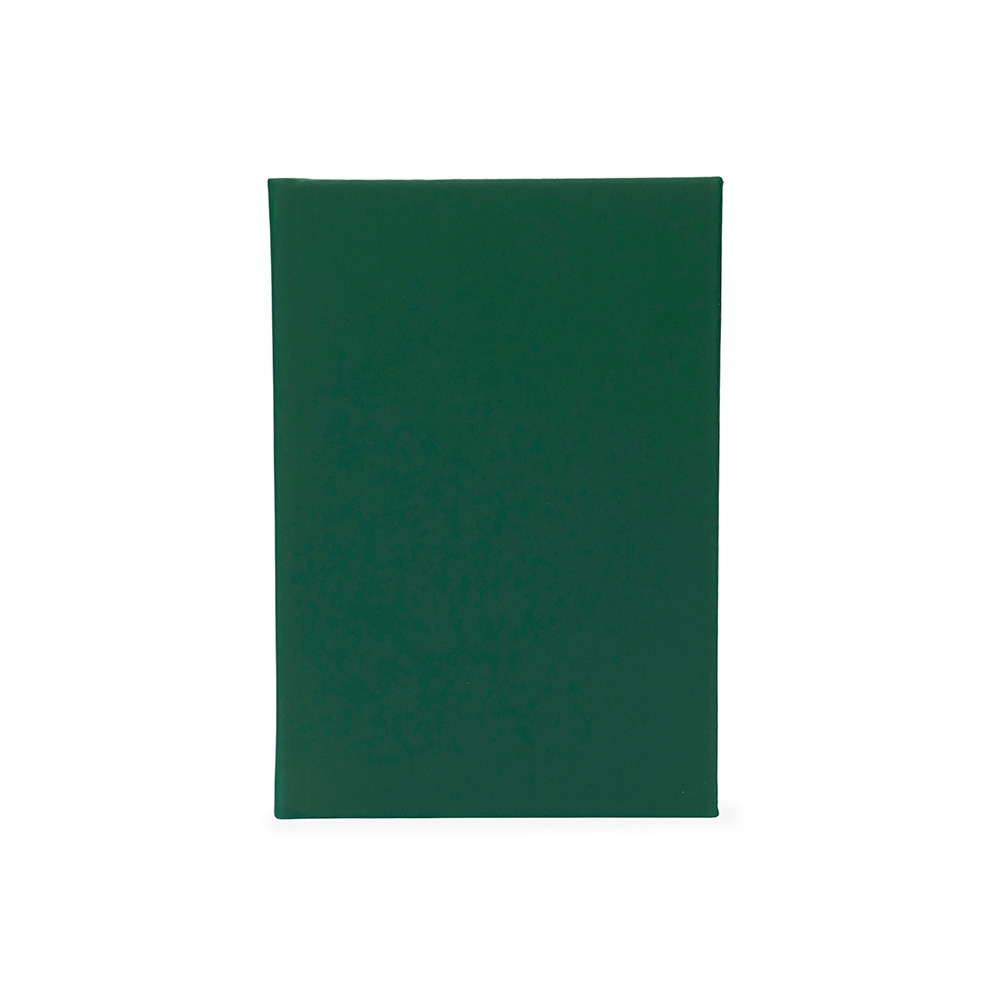 Agenda 2027 emborrachada com capa dura personalizada com a logo da empresa, na cor verde