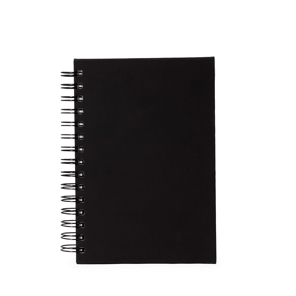 Agenda 2027 emborrachada com espiral na cor Preto, personalizada com a logo da empresa