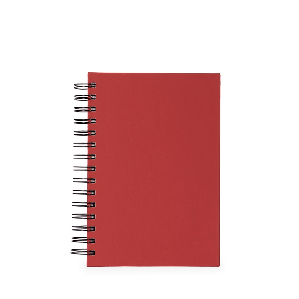 Agenda 2027 emborrachada com espiral personalizada com a logo da empresa, na cor vermelho