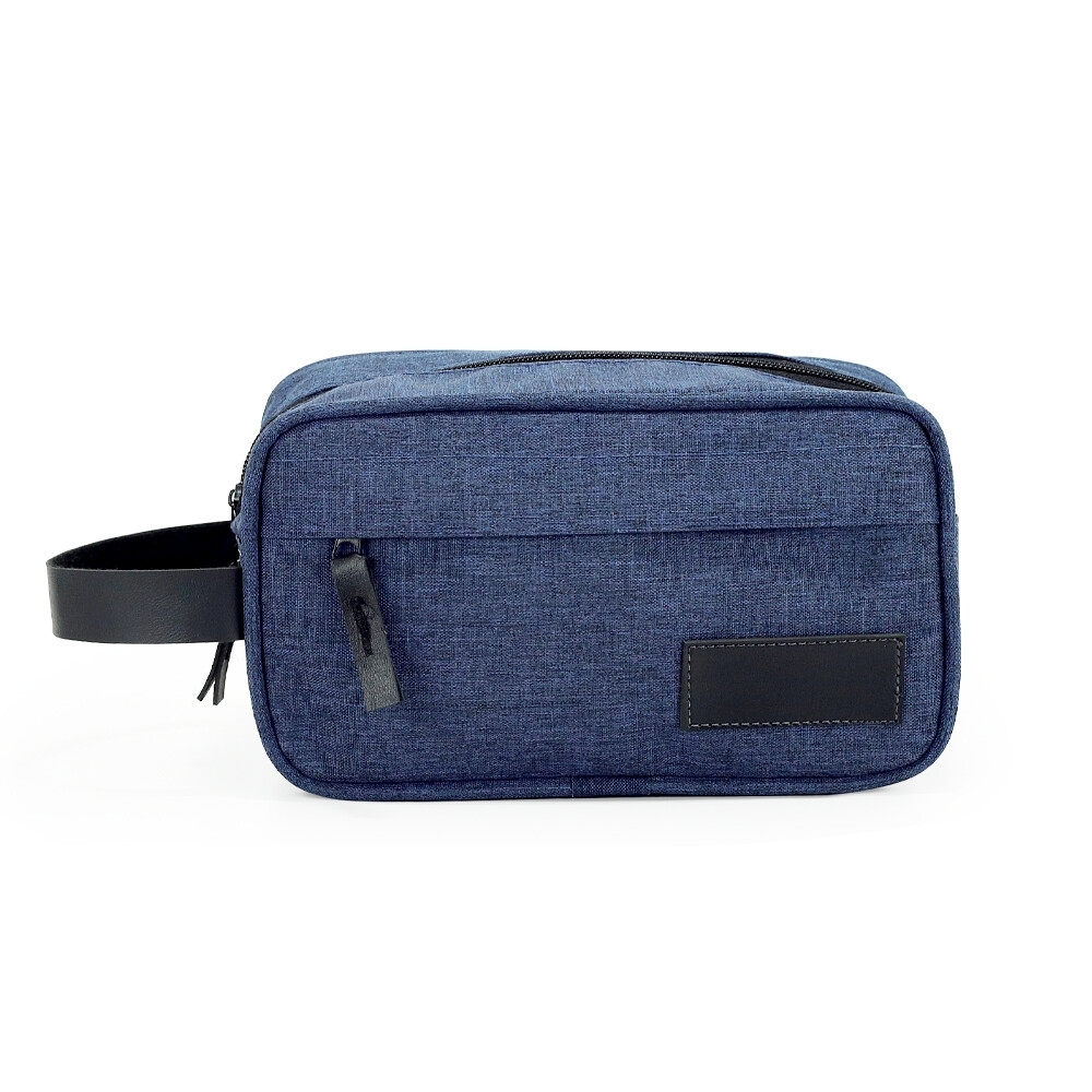 Necessaire de poliéster com 2 compartimentos personalizada com a logo da empresa
