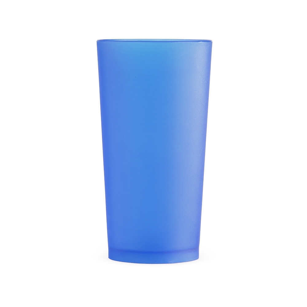 Copo plástico 420 ml fosco personalizado com a logo da empresa, na cor azul