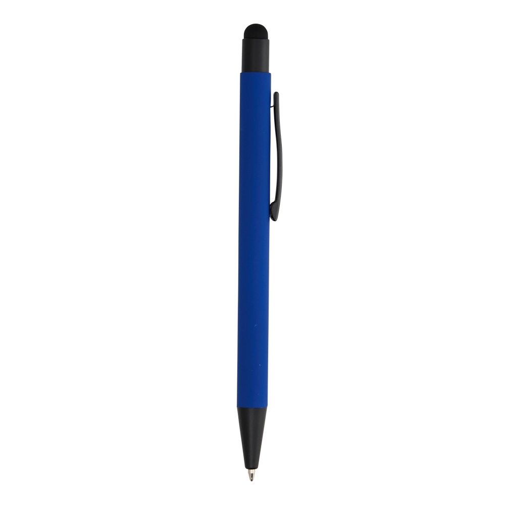 Caneta de metal touch emborrachada de corpo liso com clipe preto