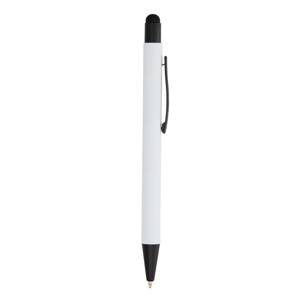 Caneta de metal touch emborrachada de corpo liso com clipe preto