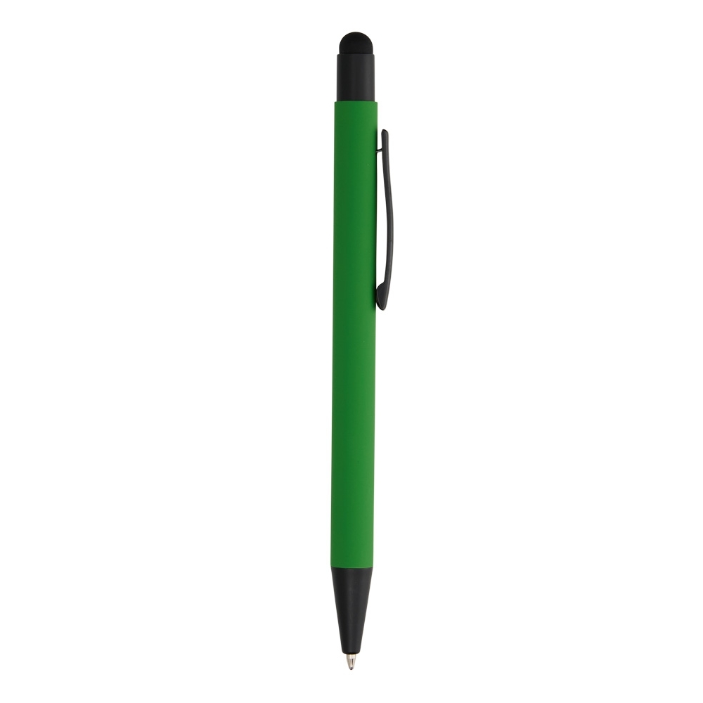 Caneta de metal touch emborrachada de corpo liso com clipe preto