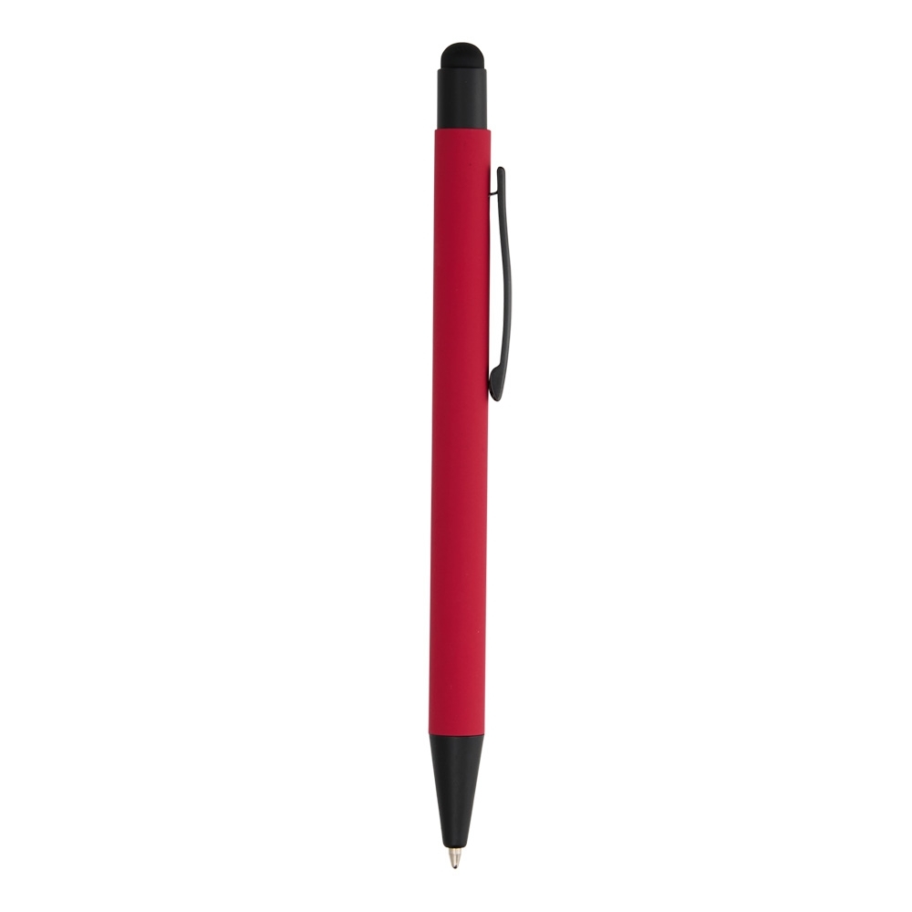 Caneta de metal touch emborrachada de corpo liso com clipe preto