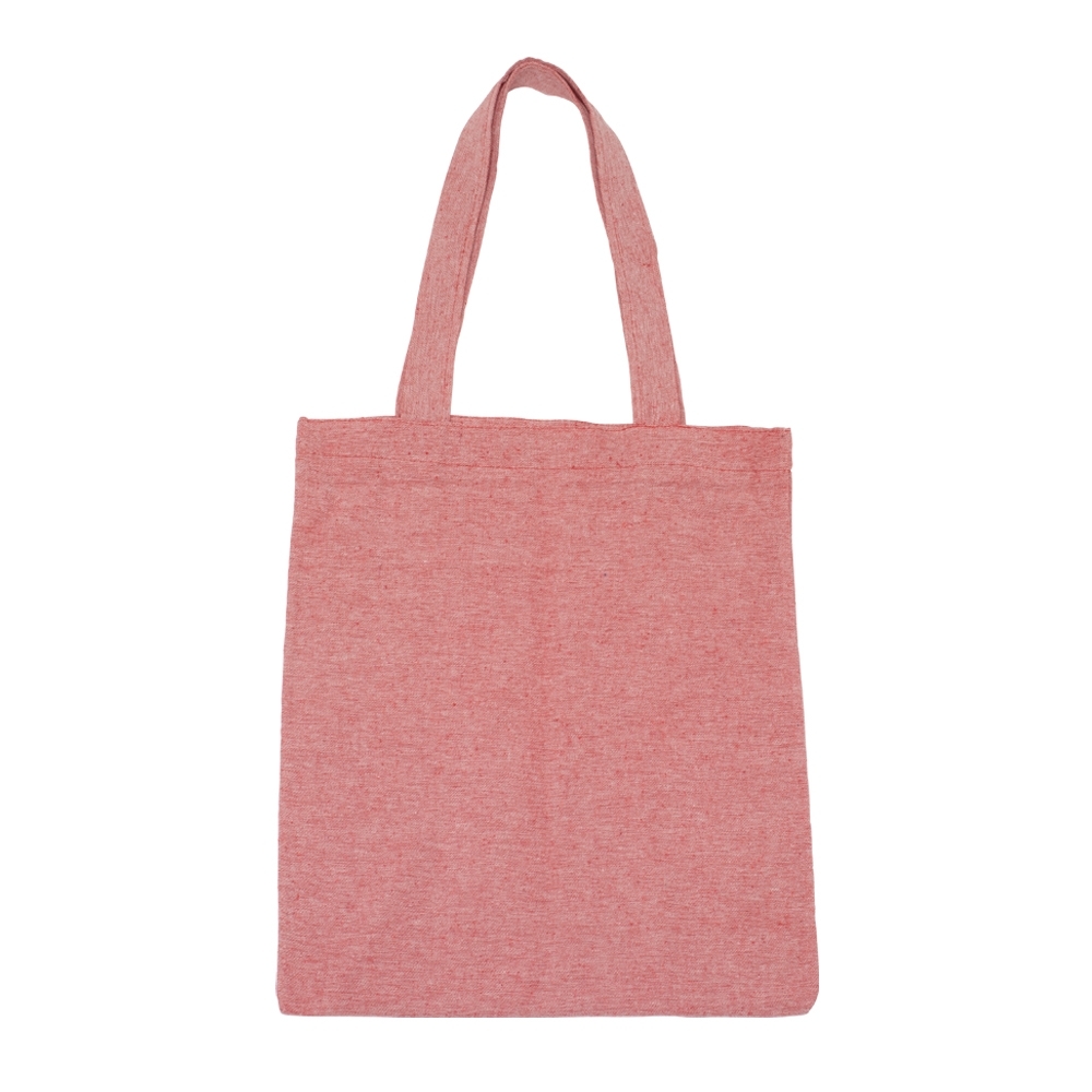 Sacola de algodão colorida com alça costurada por dentro personalizada com a logo da empresa, na cor vermelho