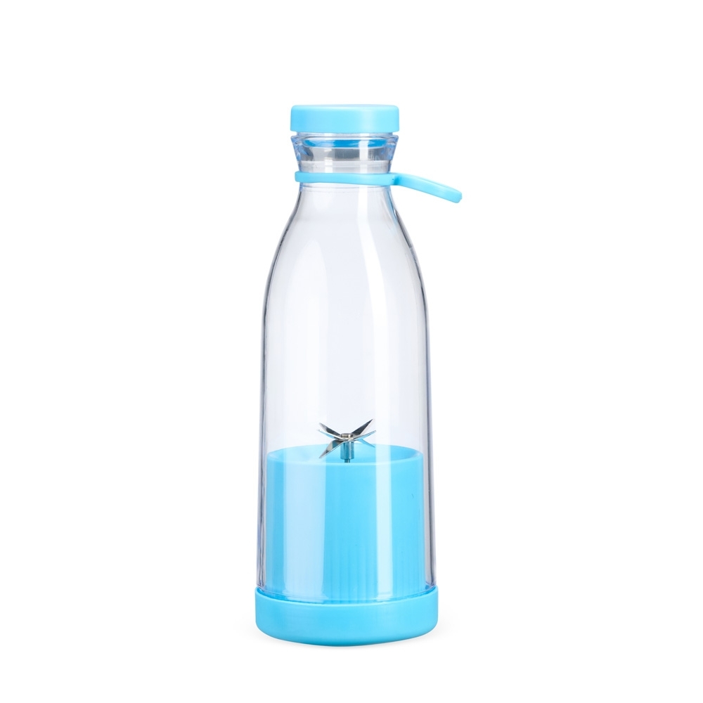 Garrafa plástica com misturador 380 ml e alça personalizada com a logo da empresa