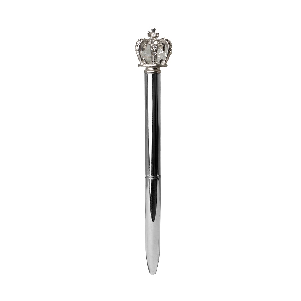 Caneta de metal coroa giratória toda cromada personalizada com a logo da empresa