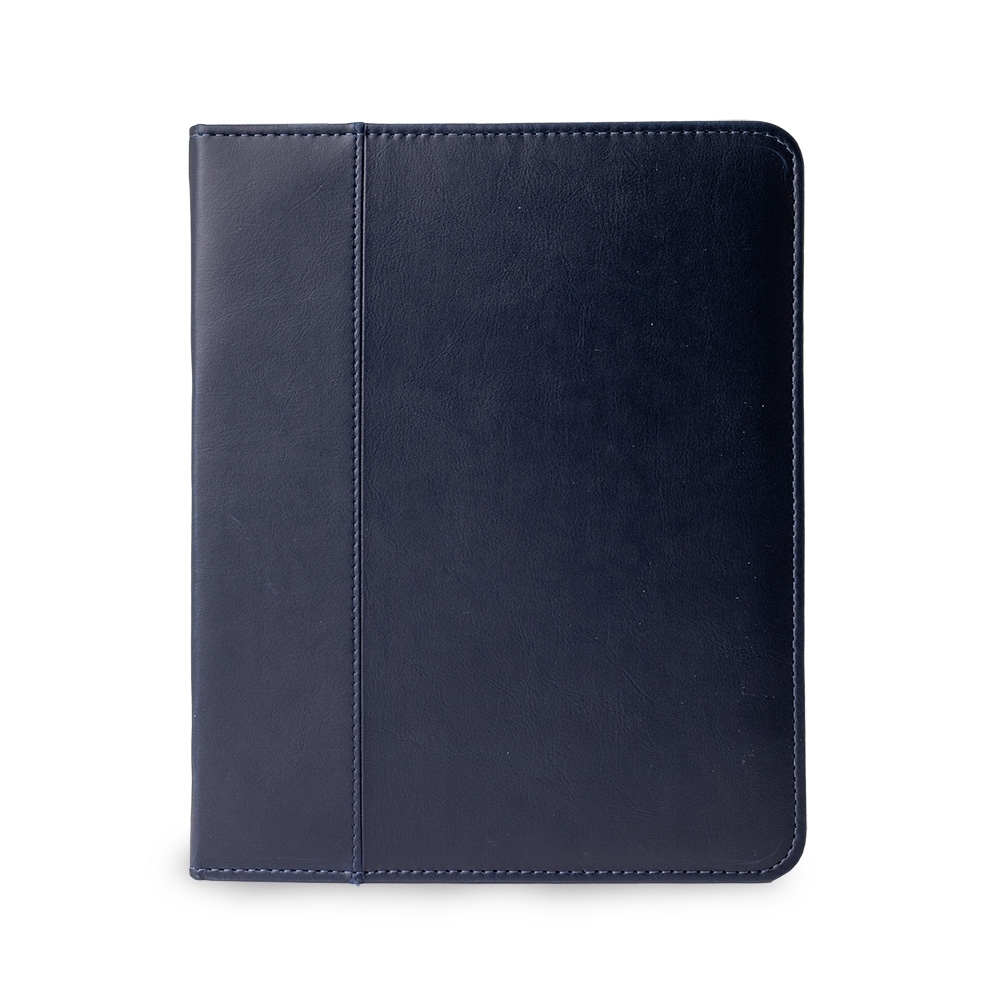 Pasta caderno de couro sintético com 2 compartimentos personalizada com a logo da empresa