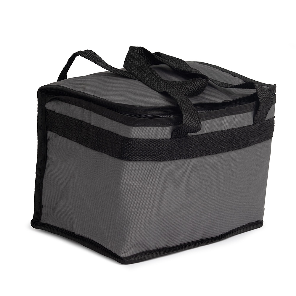 Bolsa térmica 13 litros de nylon personalizada com a logo da empresa, na cor chumbo