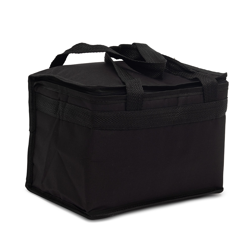 Bolsa térmica 13 litros de nylon na cor Preto, personalizada com a logo da empresa