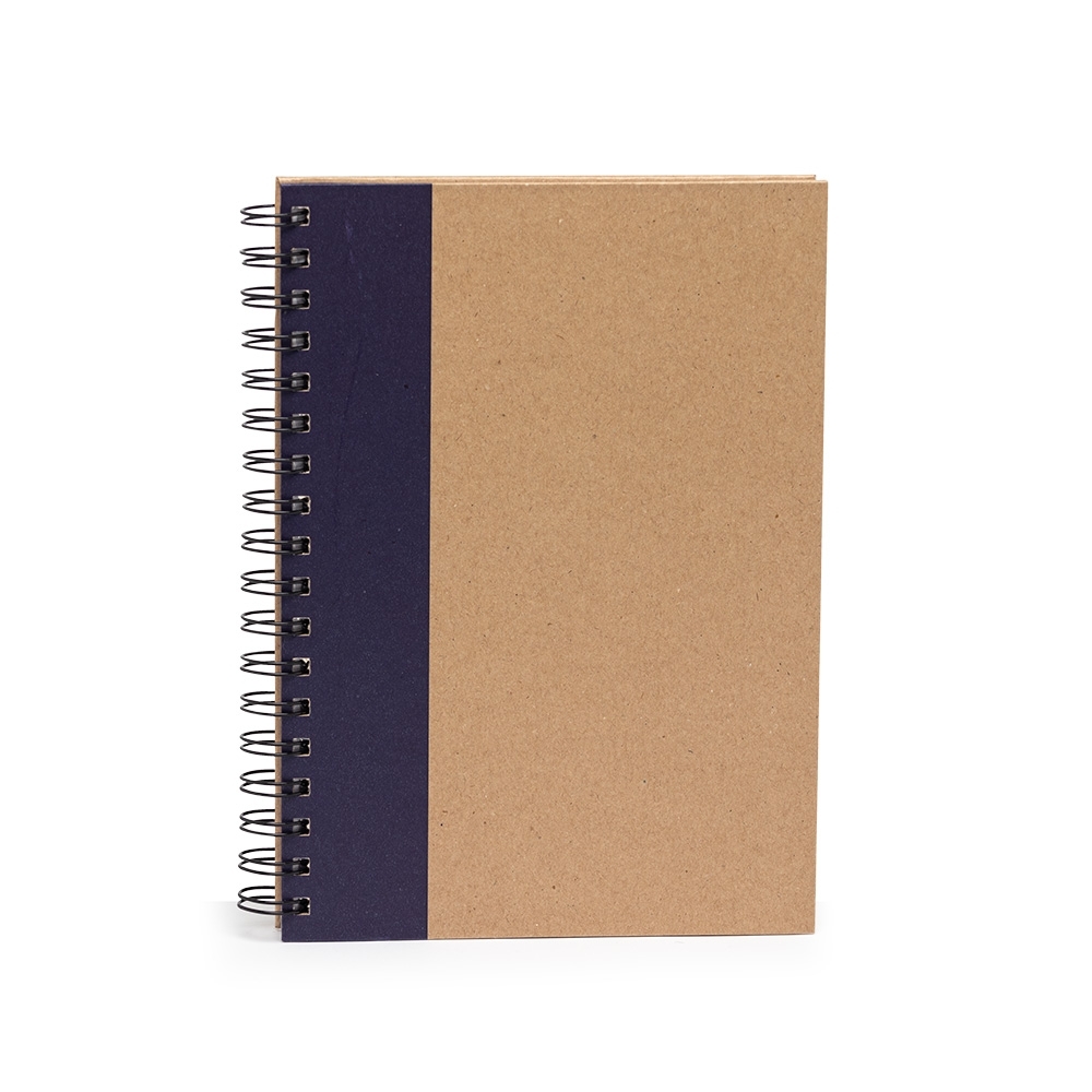 Caderno capa kraft laminada com espiral e 85 folhas personalizado com a logo da empresa