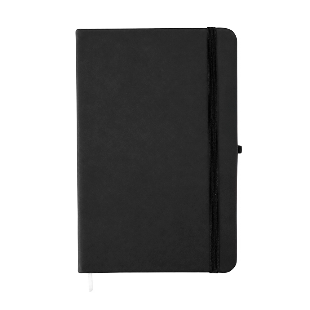 Planner emborrachado anual com porta-caneta e 80 folhas personalizado com a logo da empresa, na cor preto