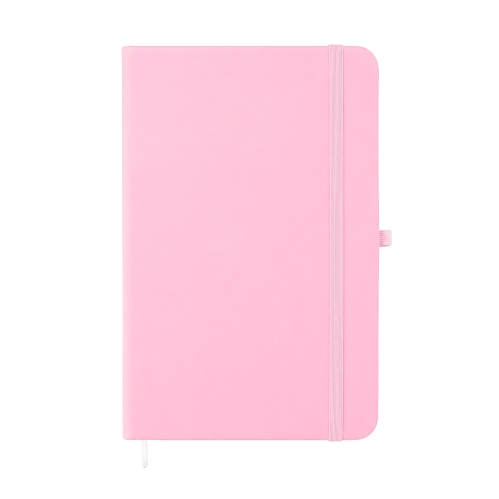 Planner emborrachado anual com porta-caneta e 80 folhas personalizado com a logo da empresa, na cor rosa