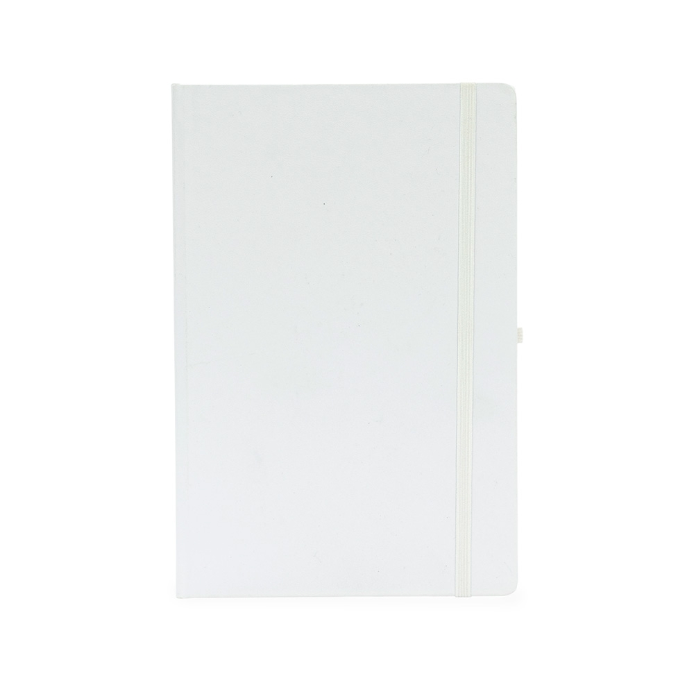 Planner cromato 2027 com capa dura e porta-caneta na cor Branco, personalizado com a logo da empresa