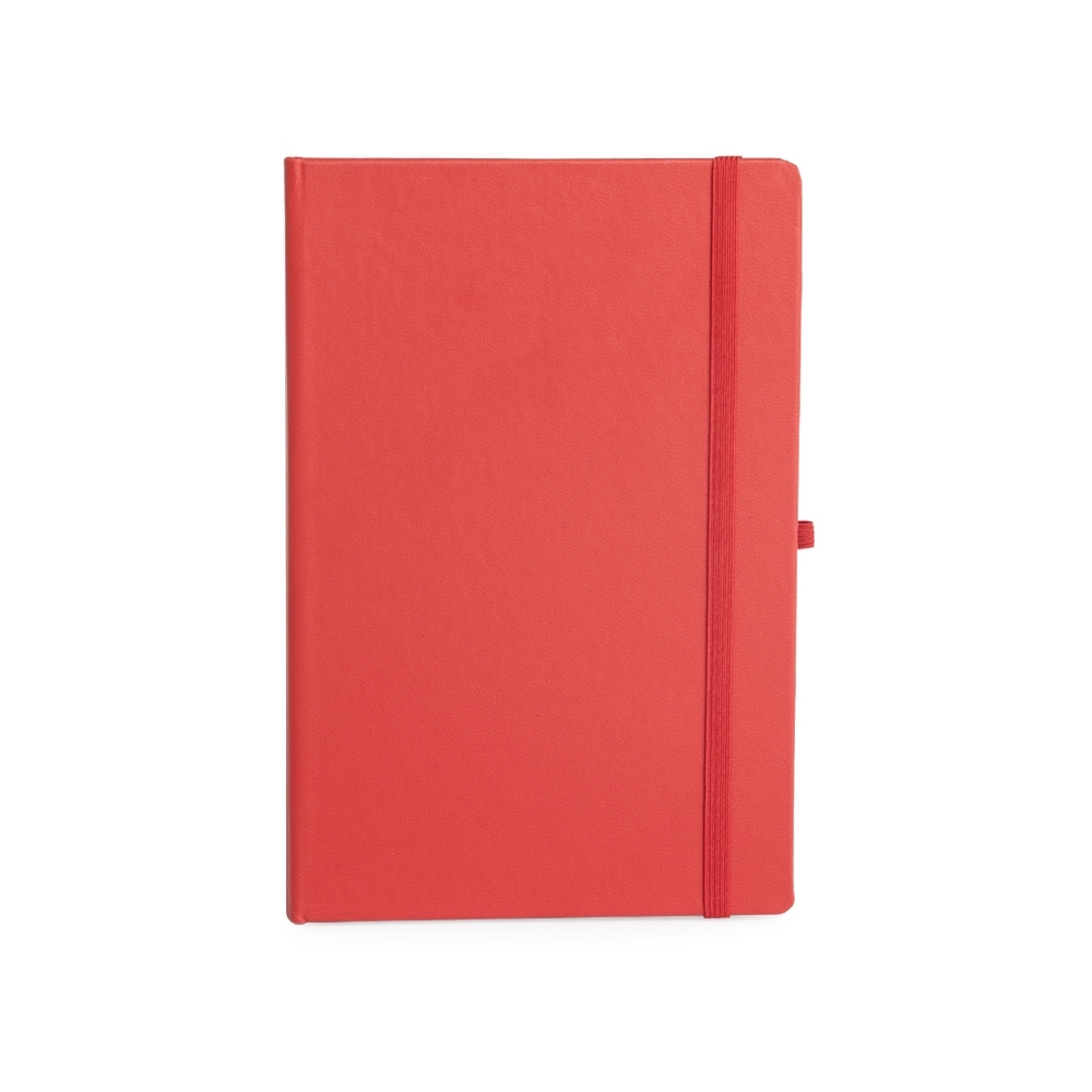 Planner cromato 2027 com capa dura e porta-caneta personalizado com a logo da empresa, na cor vermelho