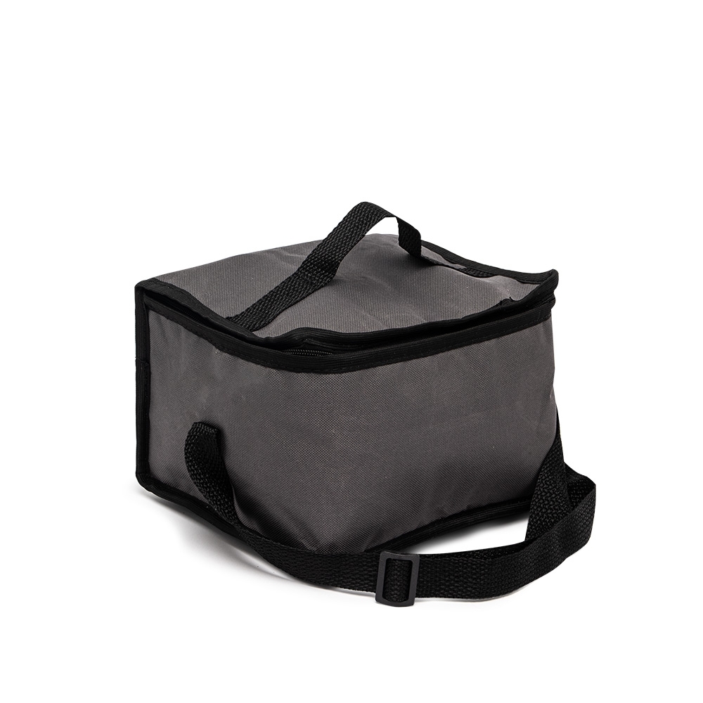 Bolsa térmica 8 litros personalizada com a logo da empresa, na cor chumbo