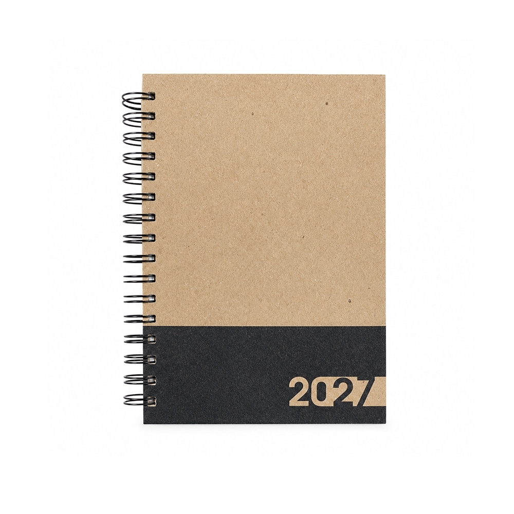 Agenda diária 2027 com espiral personalizada com a logo da empresa