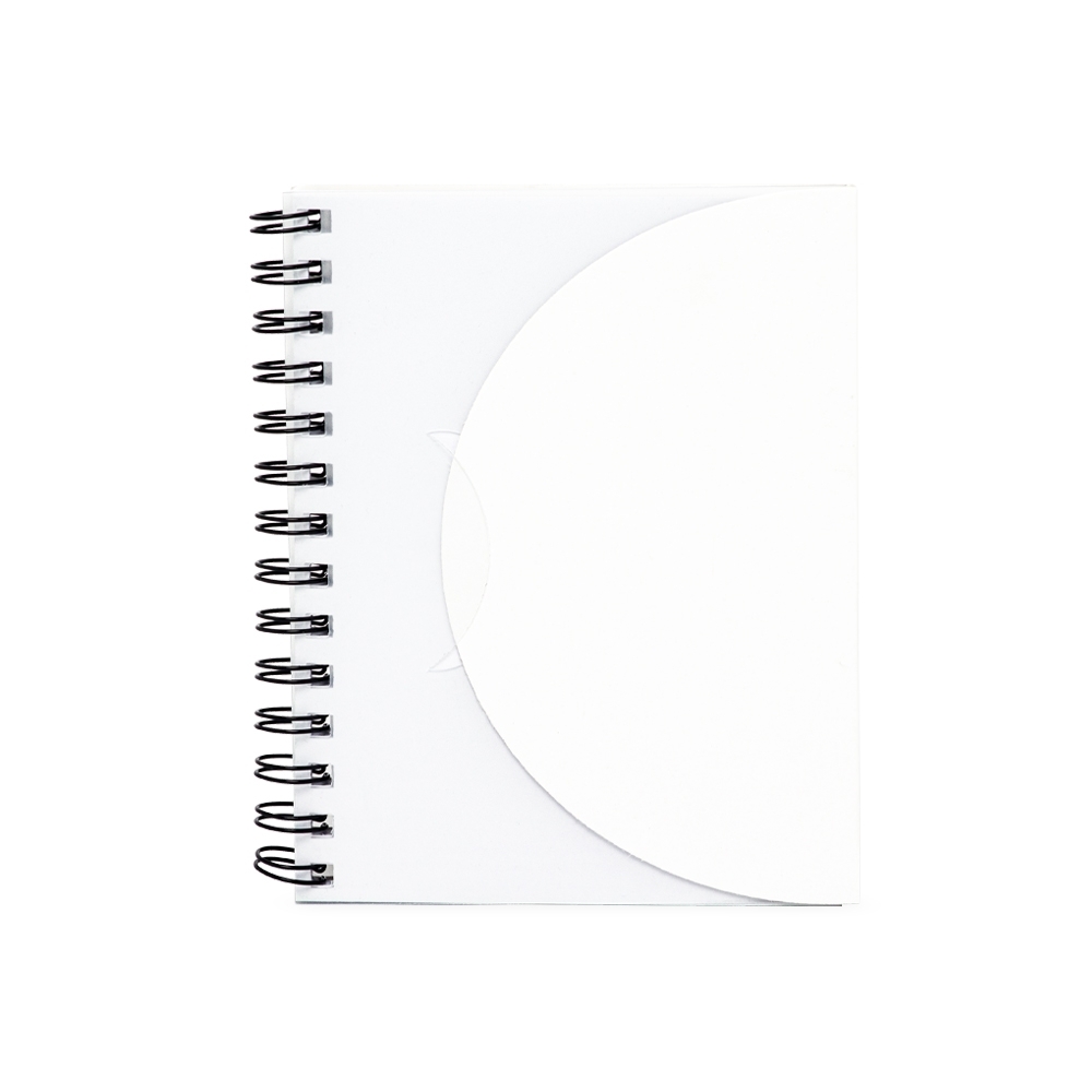 Caderneta plástica com espiral na cor Branco / Transparente, personalizada com a logo da empresa
