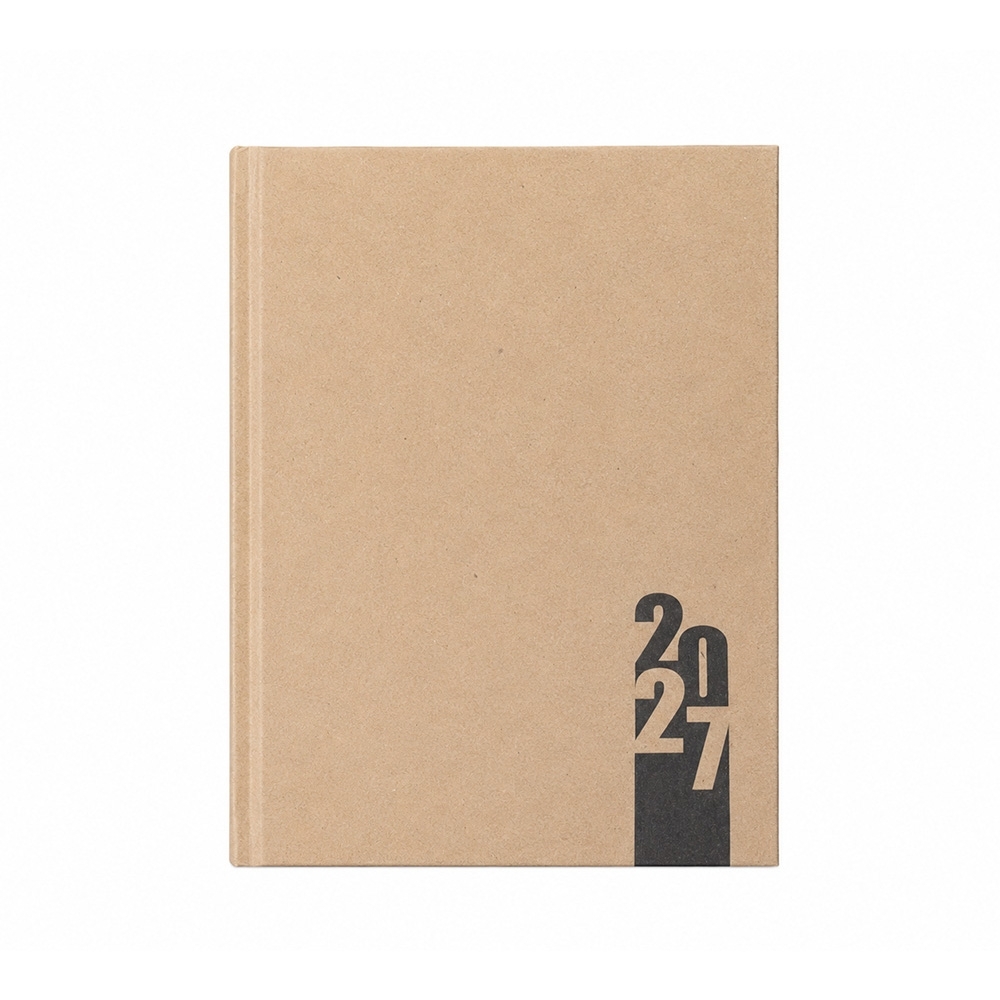 Agenda diária kraft com 176 folhas na cor Kraft, personalizada com a logo da empresa