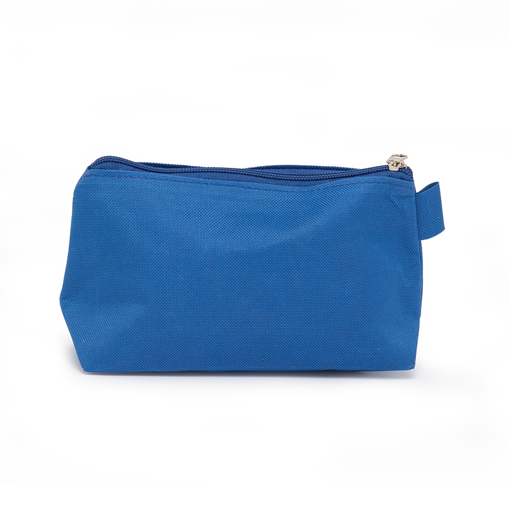 Nécessaire de nylon com alça pequena para chaveiro personalizada com a logo da empresa, na cor azul claro